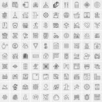 paquete de 100 iconos de líneas universales para móviles y web vector