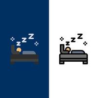 Bed Bedroom Clean Cleaning  Icons Flat and Line Filled Icon Set Vector Blue Background