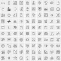 paquete de 100 iconos de líneas universales para móviles y web vector