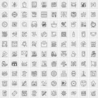 paquete de 100 iconos de líneas universales para móviles y web vector