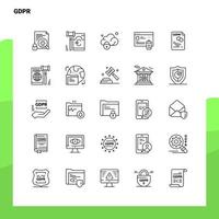 conjunto de iconos de línea gdpr conjunto de 25 iconos diseño de estilo minimalista vectorial conjunto de iconos negros paquete de pictogramas lineales vector