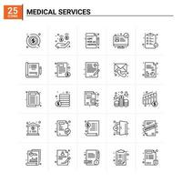 25 iconos de servicios médicos conjunto de antecedentes vectoriales vector