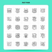 OutLine 25 Fast Food Icon set Vector Line Style Design Black Icons Set Linear pictogram pack Web and Mobile Business ideas design Vector Illustration