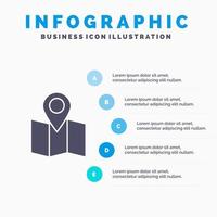 Location Map Pointer Solid Icon Infographics 5 Steps Presentation Background vector