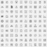 paquete de 100 iconos de líneas universales para móviles y web vector