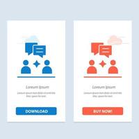Man Group Chatting  Blue and Red Download and Buy Now web Widget Card Template vector