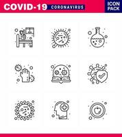 9 Line viral Virus corona icon pack such as infect disease virus dirty research viral coronavirus 2019nov disease Vector Design Elements