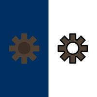 Setting Cog Gear  Icons Flat and Line Filled Icon Set Vector Blue Background