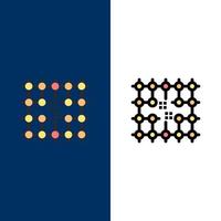 Chip Connection Electricity Grid Material  Icons Flat and Line Filled Icon Set Vector Blue Background