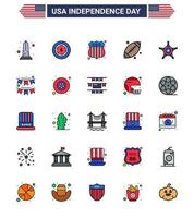 Happy Independence Day 25 Flat Filled Lines Icon Pack for Web and Print star men badge usa footbal Editable USA Day Vector Design Elements