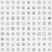 paquete de 100 iconos de líneas universales para móviles y web vector