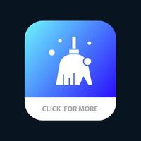 Broom Clean Cleaning Sweep Mobile App Button Android and IOS Glyph Version vector