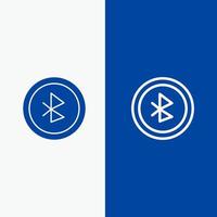 línea de interfaz de usuario de bluetooth ui y glifo icono sólido banner azul línea y glifo icono sólido banner azul vector