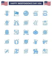 25 USA Blue Signs Independence Day Celebration Symbols of election magic hat bag hat american Editable USA Day Vector Design Elements