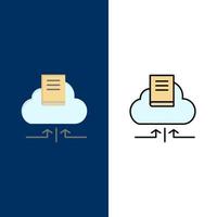 Cloud Arrow Book Notebook  Icons Flat and Line Filled Icon Set Vector Blue Background