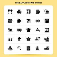 sólido 25 electrodomésticos y conjunto de iconos de cocina diseño de estilo de glifo vectorial conjunto de iconos negros diseño de ideas de negocios web y móvil ilustración vectorial vector