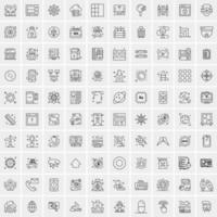 paquete de 100 iconos de líneas universales para móviles y web vector