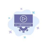 Video Play Setting Design Blue Icon on Abstract Cloud Background vector