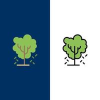 Tree Apple Apple Tree Nature Spring  Icons Flat and Line Filled Icon Set Vector Blue Background