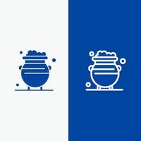 Fortune Gold Luck Metal Money Line and Glyph Solid icon Blue banner Line and Glyph Solid icon Blue banner vector