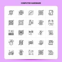 esquema 25 conjunto de iconos de hardware de computadora diseño de estilo de línea vectorial conjunto de iconos negros paquete de pictogramas lineales diseño de ideas de negocios web y móviles ilustración vectorial vector