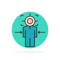 Man Focus Target Achieve Goal Abstract Circle Background Flat color Icon vector