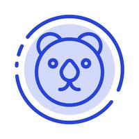 Bear Head Predator Blue Dotted Line Line Icon vector