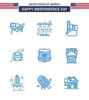 Set of 9 Modern Blues pack on USA Independence Day usa american foam hand usa festival american Editable USA Day Vector Design Elements