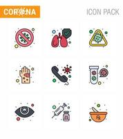 corona virus prevention covid19 tips to avoid injury 9 Filled Line Flat Color icon for presentation hand dirty clean bacterial epidemic viral coronavirus 2019nov disease Vector Design Elements
