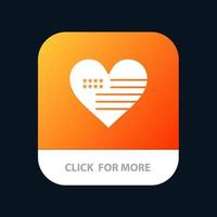 Heart Love American Flag Mobile App Button Android and IOS Glyph Version vector