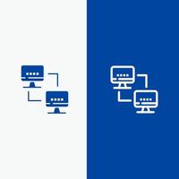 Computer Network Computing Computers Line and Glyph Solid icon Blue banner vector