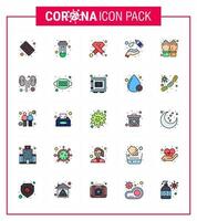 Coronavirus Awareness icon 25 Flat Color Filled Line icons icon included wash clean aids alcohol ribbon viral coronavirus 2019nov disease Vector Design Elements