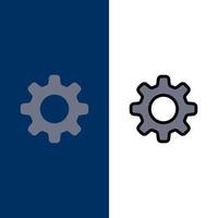 Cog Setting Gear  Icons Flat and Line Filled Icon Set Vector Blue Background