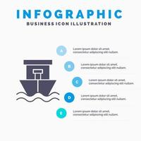 Ship Beach Boat Summer Solid Icon Infographics 5 Steps Presentation Background vector