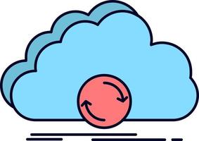 cloud syncing sync data synchronization Flat Color Icon Vector