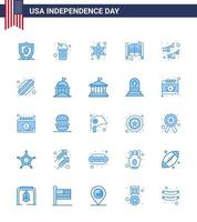 Big Pack of 25 USA Happy Independence Day USA Vector Blues and Editable Symbols of buntings entrance police day doors Editable USA Day Vector Design Elements