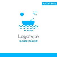 Boat Canoes Kayak River Transport Blue Solid Logo Template Place for Tagline vector