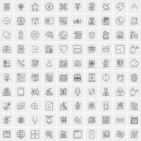 paquete de 100 iconos de líneas universales para móviles y web vector