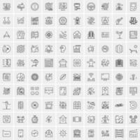 paquete de 100 iconos de líneas universales para móviles y web vector