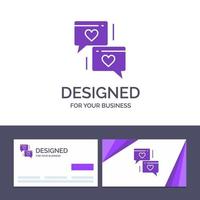 Creative Business Card and Logo template Chat Love Heart Wedding Vector Illustration