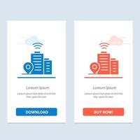 Building Wifi Location  Blue and Red Download and Buy Now web Widget Card Template vector