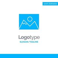 Landscape Photo Photographer Photography Blue Solid Logo Template Place for Tagline vector