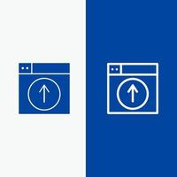 cargar línea de aplicación de diseño web y glifo icono sólido banner azul línea y glifo icono sólido banner azul vector