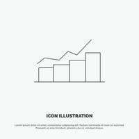 gráfico de crecimiento gráfico de diagrama de flujo aumentar vector de icono de línea de progreso