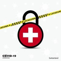 Switzerland Lock DOwn Lock Coronavirus pandemic awareness Template COVID19 Lock Down Design vector