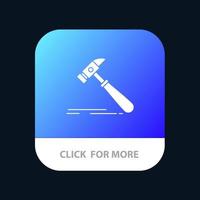 Hammer Construction Tool Strong Carpenter Mobile App Button Android and IOS Glyph Version vector