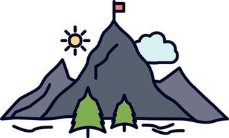 achievement flag mission mountain success Flat Color Icon Vector