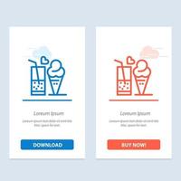 Food Juice Glass Ice Cream Cone  Blue and Red Download and Buy Now web Widget Card Template vector