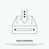 Inbox Box Cabinet Document Empty Project  Line Icon Vector
