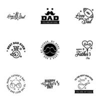 Set of fathers day 9 Black design elements Editable Vector Design Elements